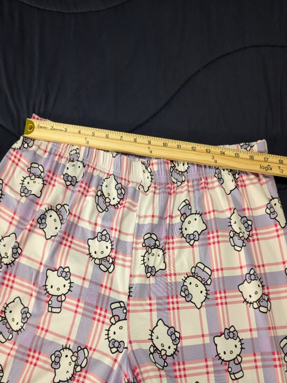 Hello Kitty Plaid Pajama Pants Wide Leg Lounge Pants Pink Purple XL - Picture 4 of 5